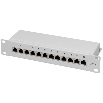 Patch panel 12portový Cat6 pro 10" rack U1 šedý