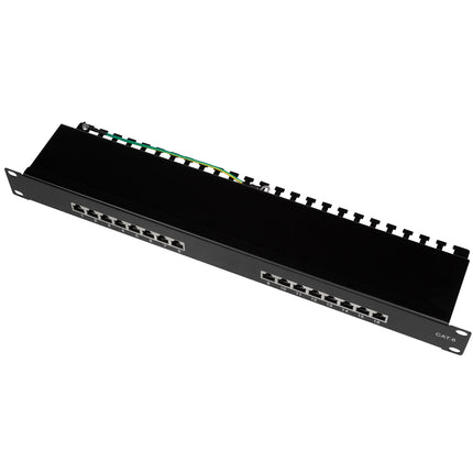 Patch panel 16portový Cat6 pro 19" rack U1 černý