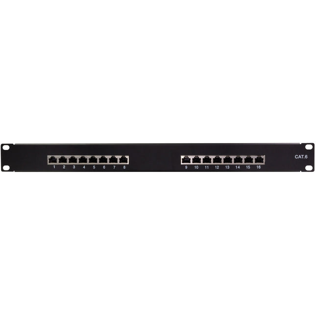 Patch panel 16portový Cat6 pro 19" rack U1 černý