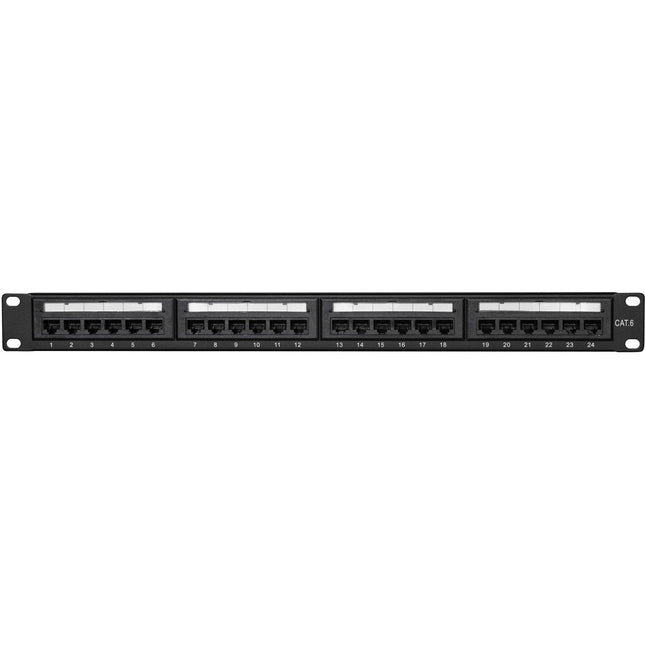 Patch panel 24portový Cat6 pro 19" rack U1 černý