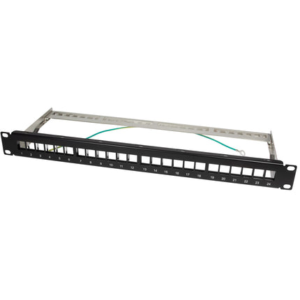Patch panel pro 24 zásuvek Keystone pro 19" rack U1 černý