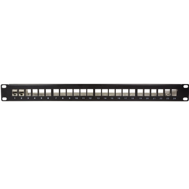 Patch panel pro 24 zásuvek Keystone pro 19" rack U1 černý