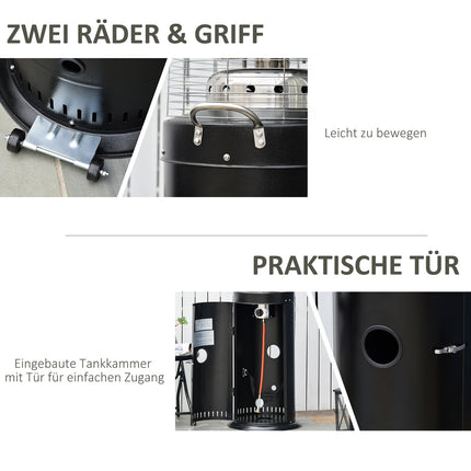 Patio heater, stainless steel, portable with safety switch