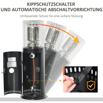 Patio heater, stainless steel, portable with safety switch