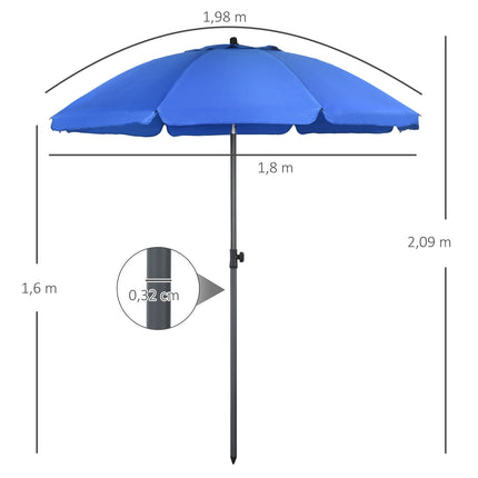 Zahradní slunečník, Ø180cm, UV ochrana, nastavitelný náklon