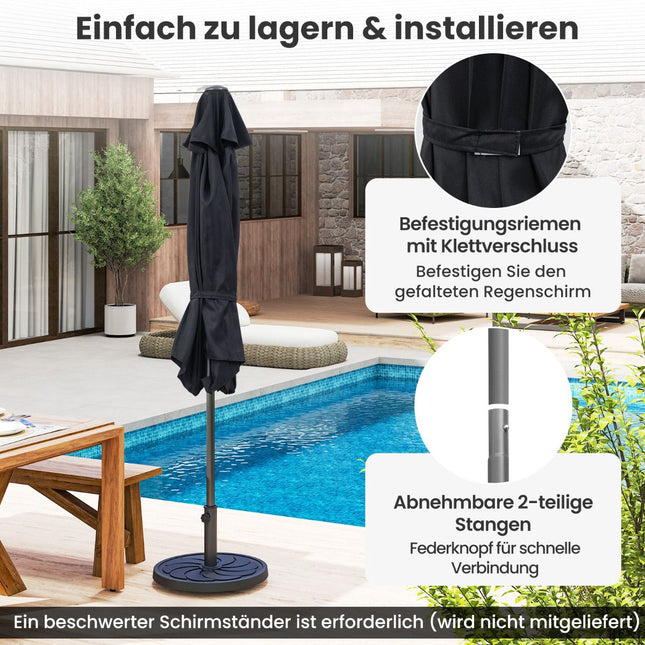 Zahradní slunečník, 230 cm, černá, funkce kliky a náklonu