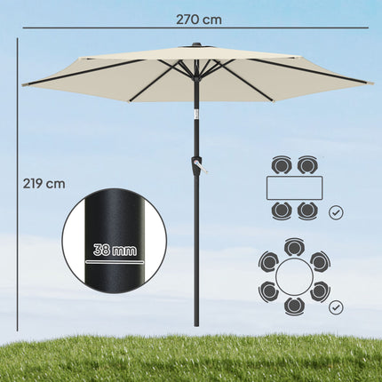 Zahradní slunečník, 270 cm, UPF 50+ UV ochrana