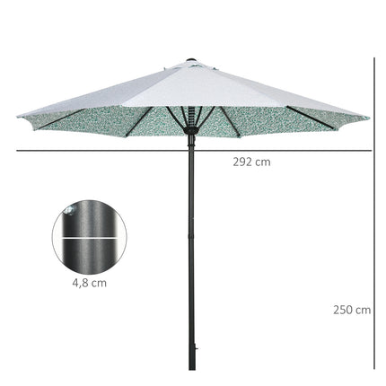 Velký zahradní slunečník s kovovou tyčí – Ø292 cm, zelený