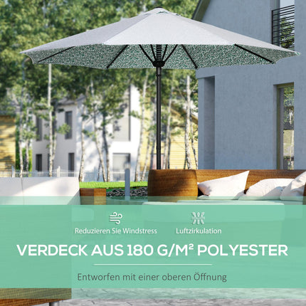 Velký zahradní slunečník s kovovou tyčí – Ø292 cm, zelený