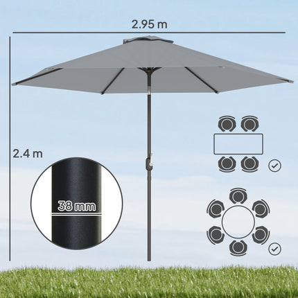 Zahradní slunečník 2.95m s náklonem, UPF30+ polyester