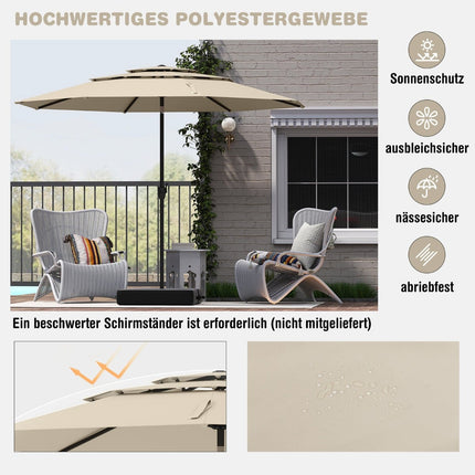 Patio Umbrella, 300 cm, Tilt & Crank, Beige