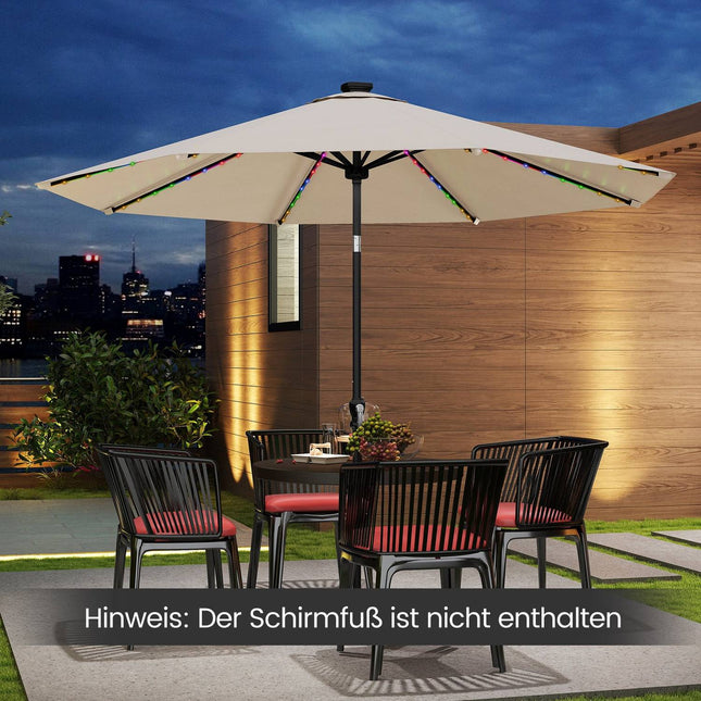 Zahradní slunečník 300cm se solárními LED světly, 9 režimů