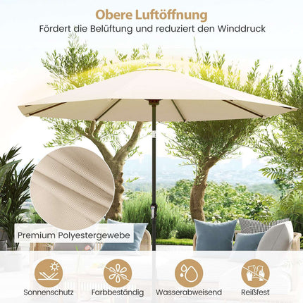 Zahradní slunečník 300cm se solárními LED světly, 9 režimů