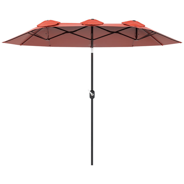 Zahradní slunečník, nastavitelný, červená, 295 x 152 cm, polyester