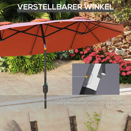 Patio Umbrella, Adjustable, Red, 295 x 152 cm, Polyester