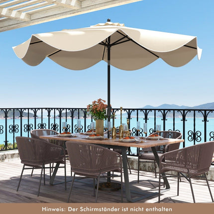 Patio Umbrella with Crank, Tilt, Ruffled Edges, Beige