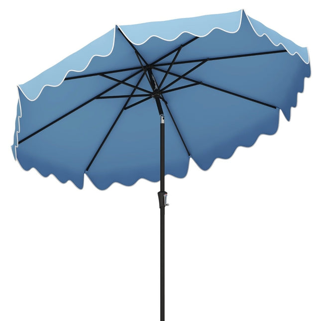 Zahradní slunečník s klikou, náklonem a ventilací, 280cm, modrá