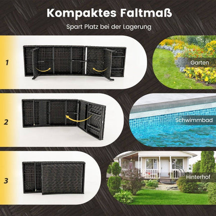 Ratanové zahradní lehátko s 5stupňovým nastavitelným opěradlem 195 x 61 x 38-97 cm mix hnědá