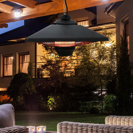 Stropní zahradní ohřívač s dálkovým ovládáním a LED, 2000W, kompaktní