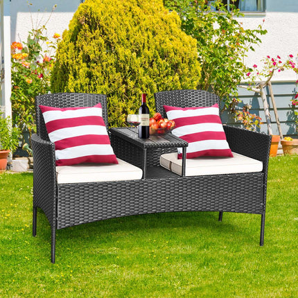Patio sofa wear-resistant garden furniture set 138 x 62 x 85 cm white
