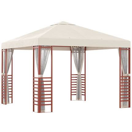 Párty stan pavilon 2.96x2.96M pro 15 osob, béžová, ocel a polyester