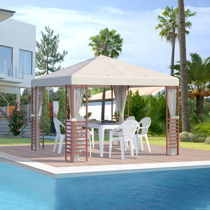 Párty stan pavilon 2.96x2.96M pro 15 osob, béžová, ocel a polyester