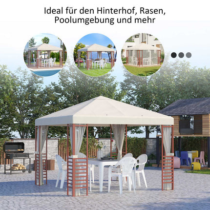 Párty stan pavilon 2.96x2.96M pro 15 osob, béžová, ocel a polyester