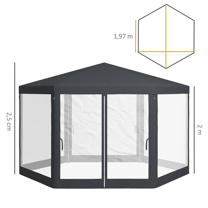 Šestihranný pavilon 4x4m, polyester a kov, s moskytiérou