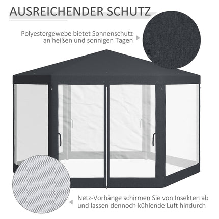 Šestihranný pavilon 4x4m, polyester a kov, s moskytiérou