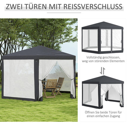Šestihranný pavilon 4x4m, polyester a kov, s moskytiérou