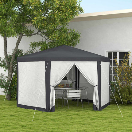 Šestihranný pavilon 4x4m, polyester a kov, s moskytiérou