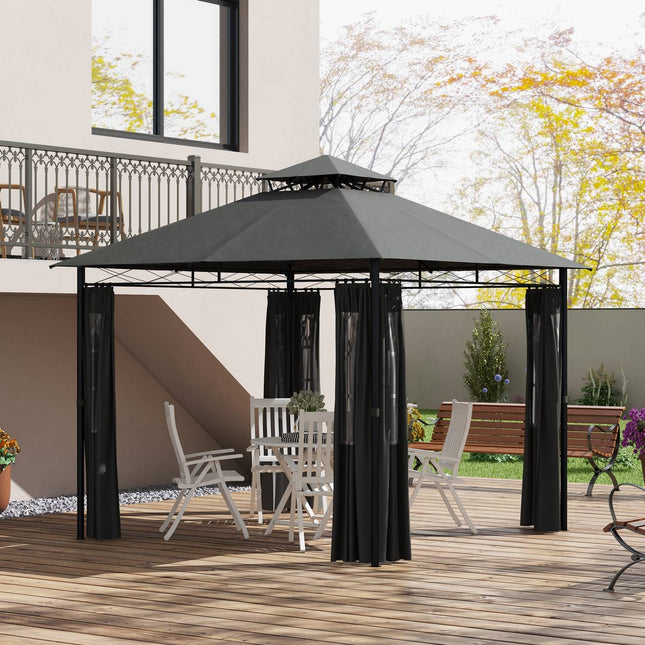 Zahradní pavilon stan, cca 3x3m, tmavě šedý, odolný povětrnosti