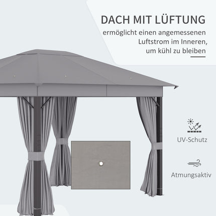 Garden marquee tent – 4x3m, grey, aluminum frame