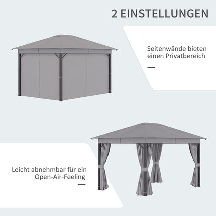Garden marquee tent – 4x3m, grey, aluminum frame