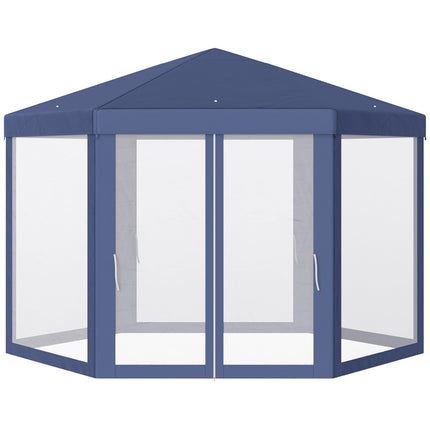Šestihranný zahradní pavilon s moskytiérou – modrá, 195x250x250 cm