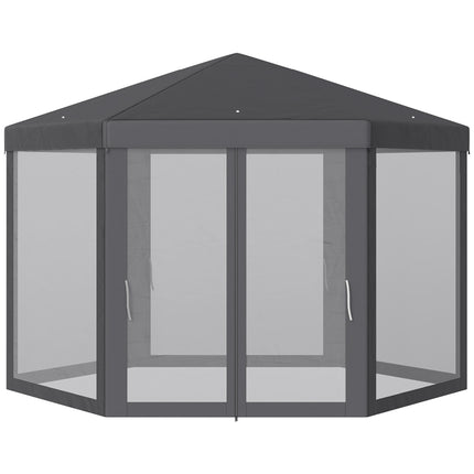 Šestihranný zahradní pavilon s moskytiérou – šedá