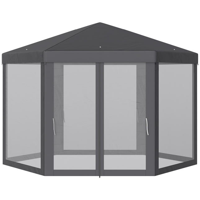 Šestihranný zahradní pavilon s moskytiérou – šedá