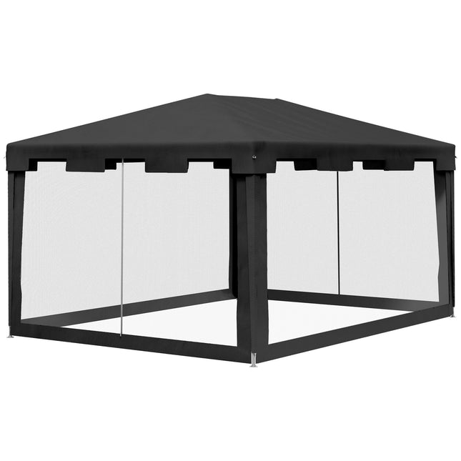 Zahradní altán, párty stan se síťovými stěnami, 4x3m, tmavě šedá