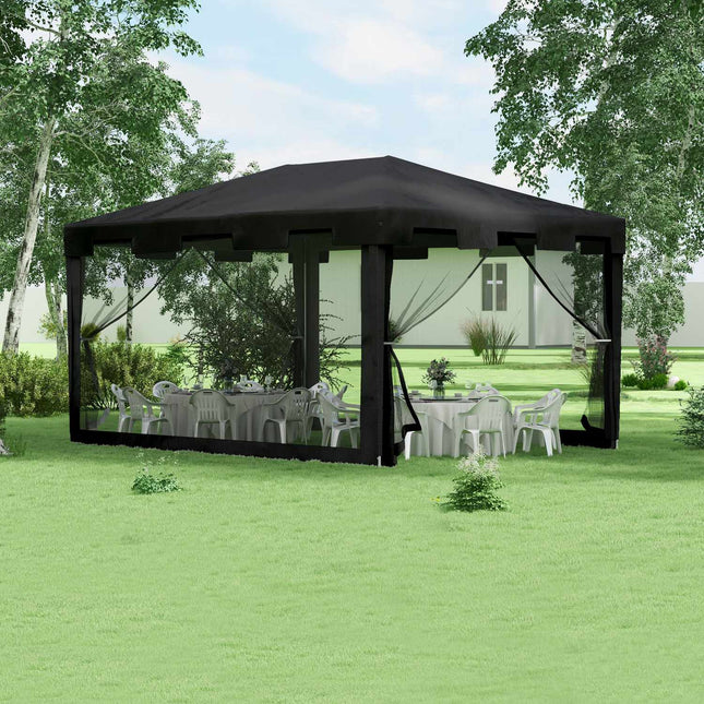 Zahradní altán, párty stan se síťovými stěnami, 4x3m, tmavě šedá