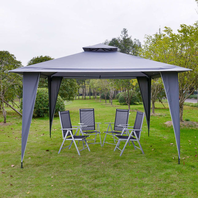 Šedý kovový pavilon, párty stan 3.45x3.45x2.68M, polyester