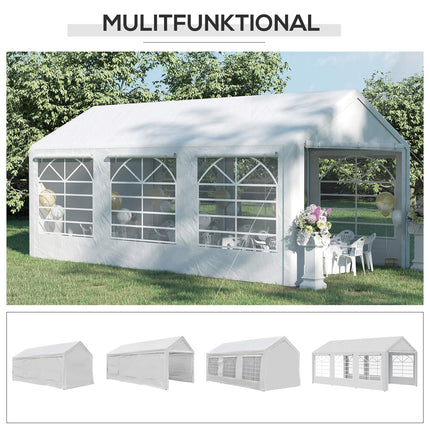 White pavilion party tent, 3x6m, with 4 side walls