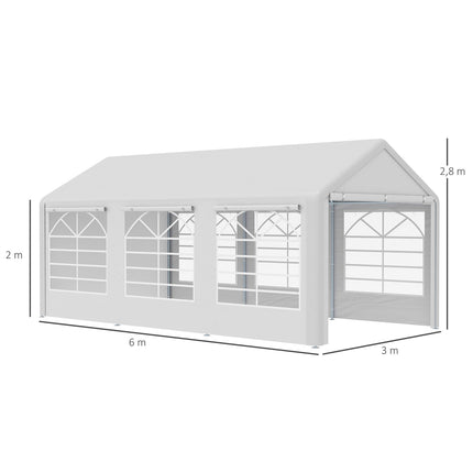 White pavilion party tent, 3x6m, with 4 side walls