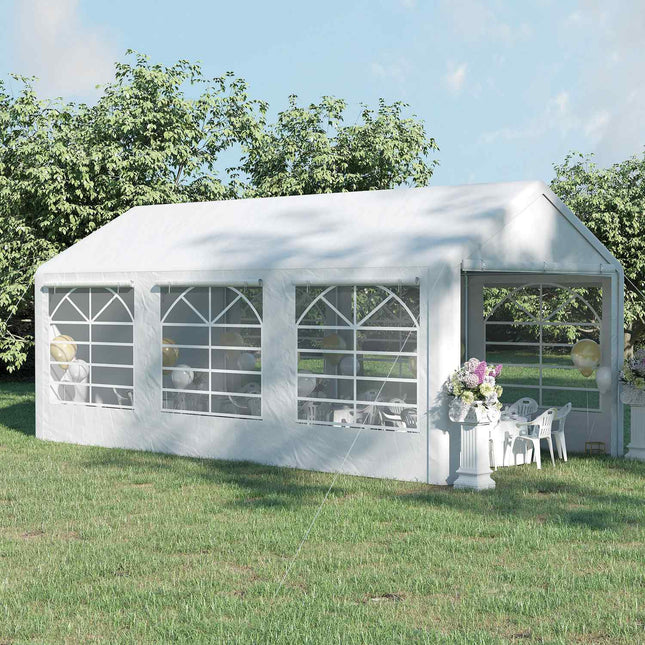 Párty stan pavilon se 4 bočními stěnami, bílý, 3x6m