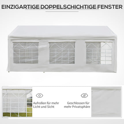 White pavilion party tent, 3x6m, with 4 side walls