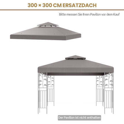 Náhradní střecha pavilonu, 3x3M, šedá, ventilační klapka