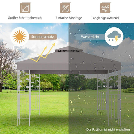 Náhradní střecha pavilonu, 3x3M, šedá, ventilační klapka