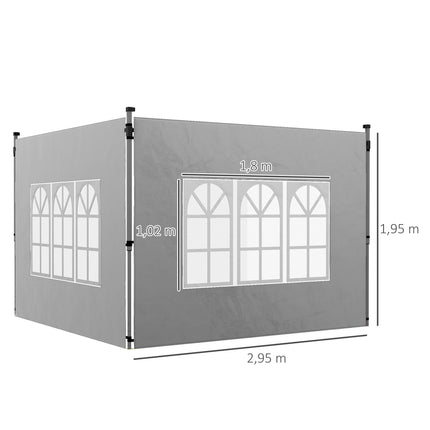 Sada bočních stěn pavilonu, 3x3/3x4m, voděodolná, světle šedá
