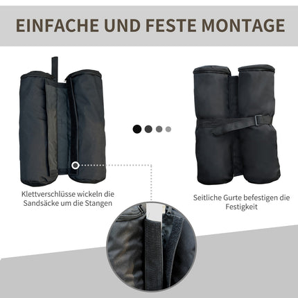 Skládací stojany pro zahradní altán, sada 4 ks - pevné, černá
