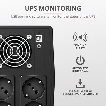 Paxxon 1500VA UPS 4 sockets Schuko