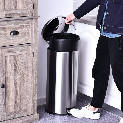 Nerezový odpadkový koš s pedálem 30L a tichým dovíráním víka